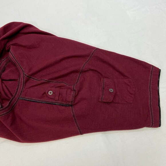Modern Culture Burgundy Grey Marled 3 Button Short Tab Sleeve Henley Shirt 3XB - Picture 10 of 13